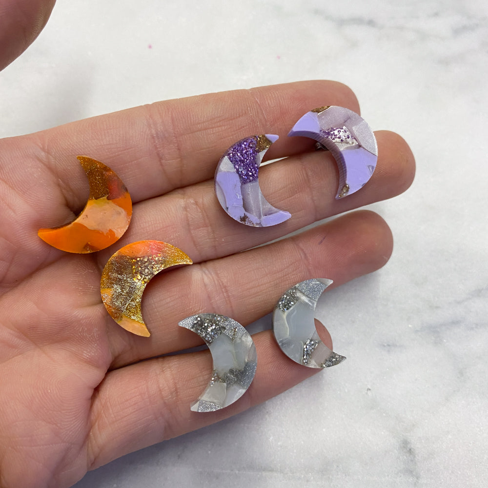 Recycled Moon Stud Earrings