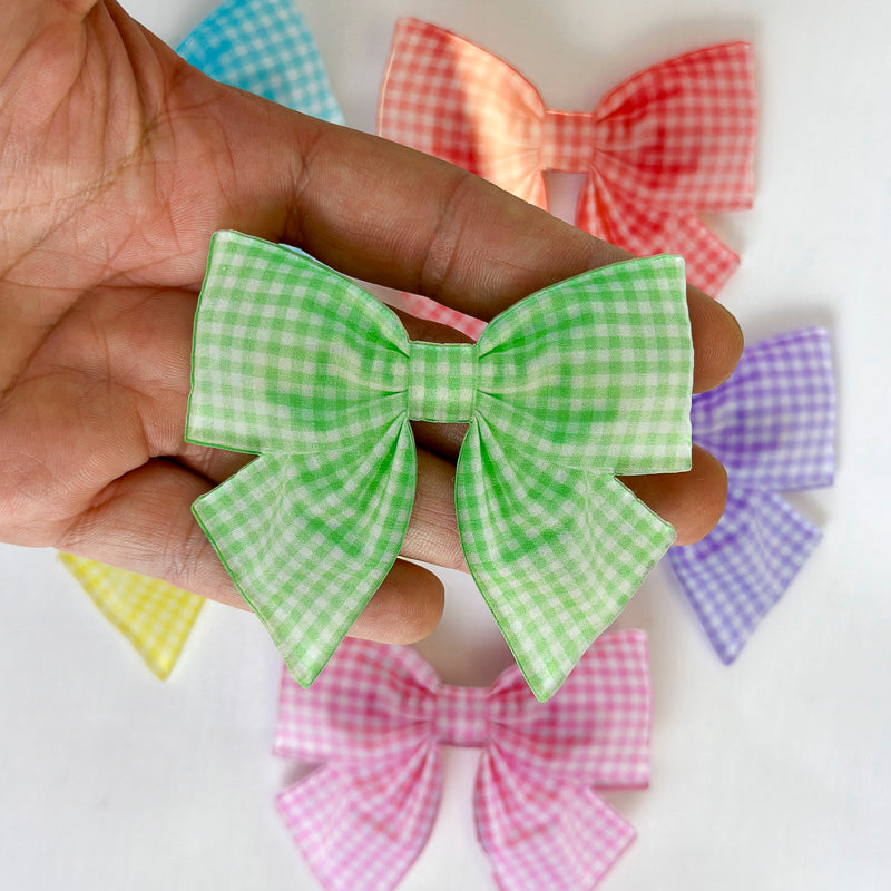Gingham Bow Hairclip - Large