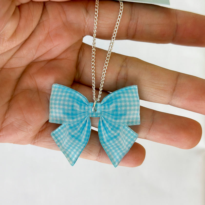 Gingham Bow Mini Necklace