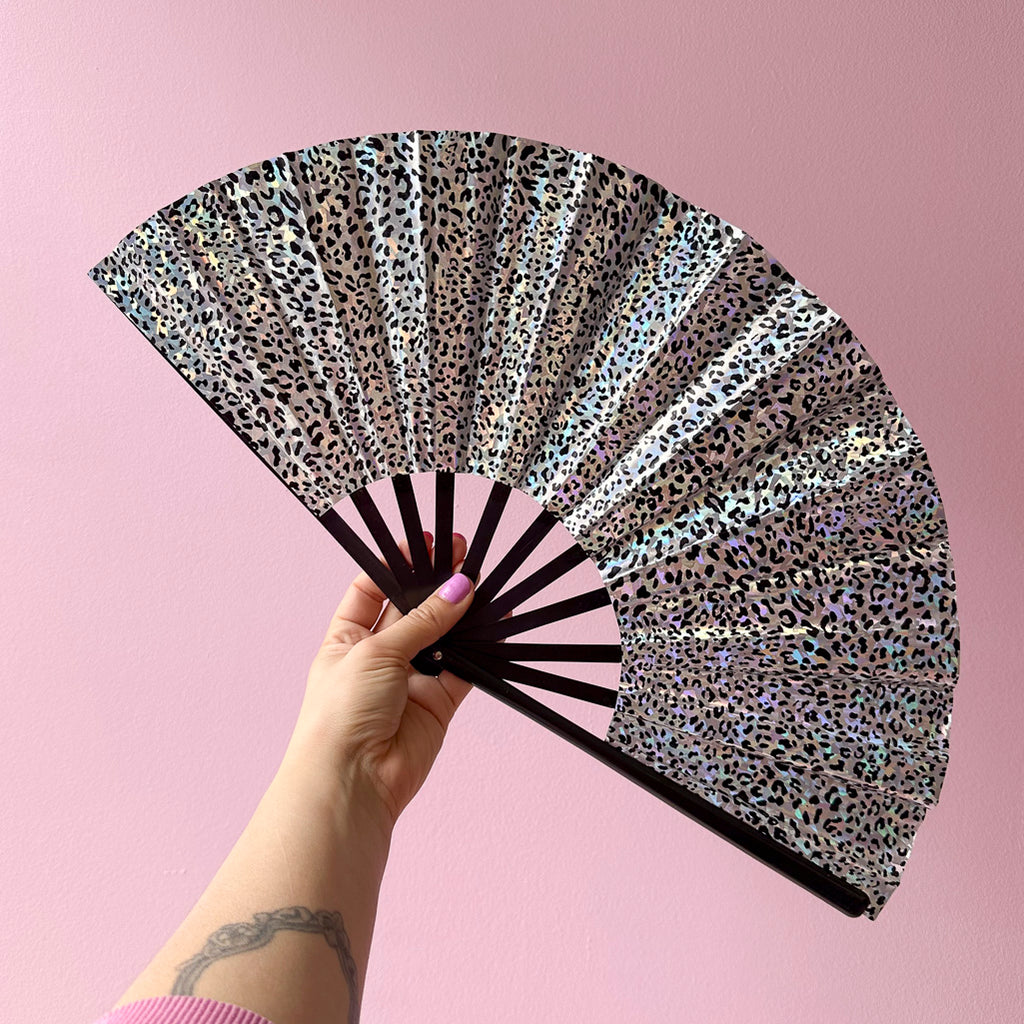 Holographic Fabric Small Hand Fan Esoteric London