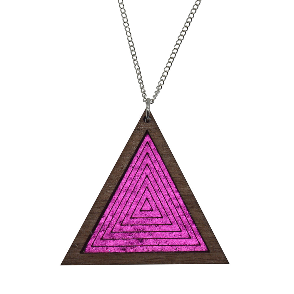 Leather Inlay Necklace - Triangle