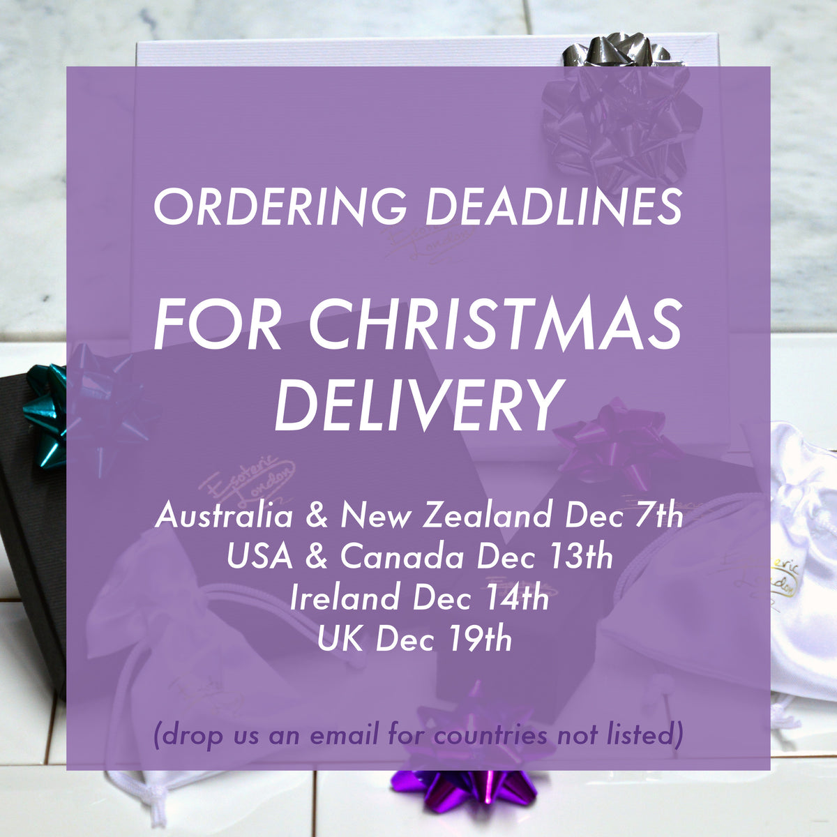 Christmas Ordering Deadlines