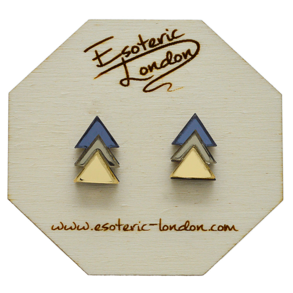 Classic Geometric Stud Earrings - Grey/ Bronze/ Gold