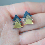 Classic Geometric Stud Earrings - Grey/ Bronze/ Gold