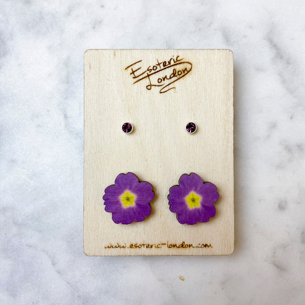 Birth flower & birthstone stud earring set