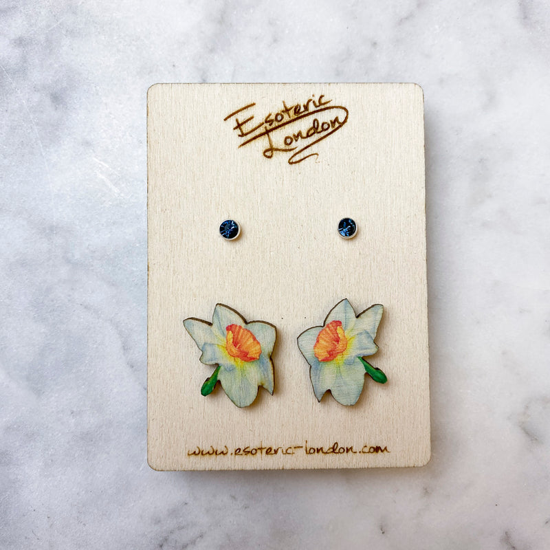 Birth flower & birthstone stud earring set