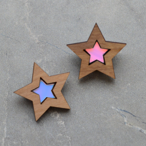 Recycled Acrylic Star Dangle Earrings