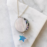 Moon Phase Pendant Necklace - Black & Silver