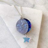 Moon Phase Pendant Necklace -  Purple, Lilac & Blue