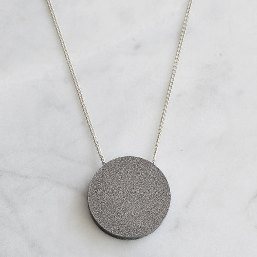 Colour Pop Circle Necklace - Granite & Grey Shimmer