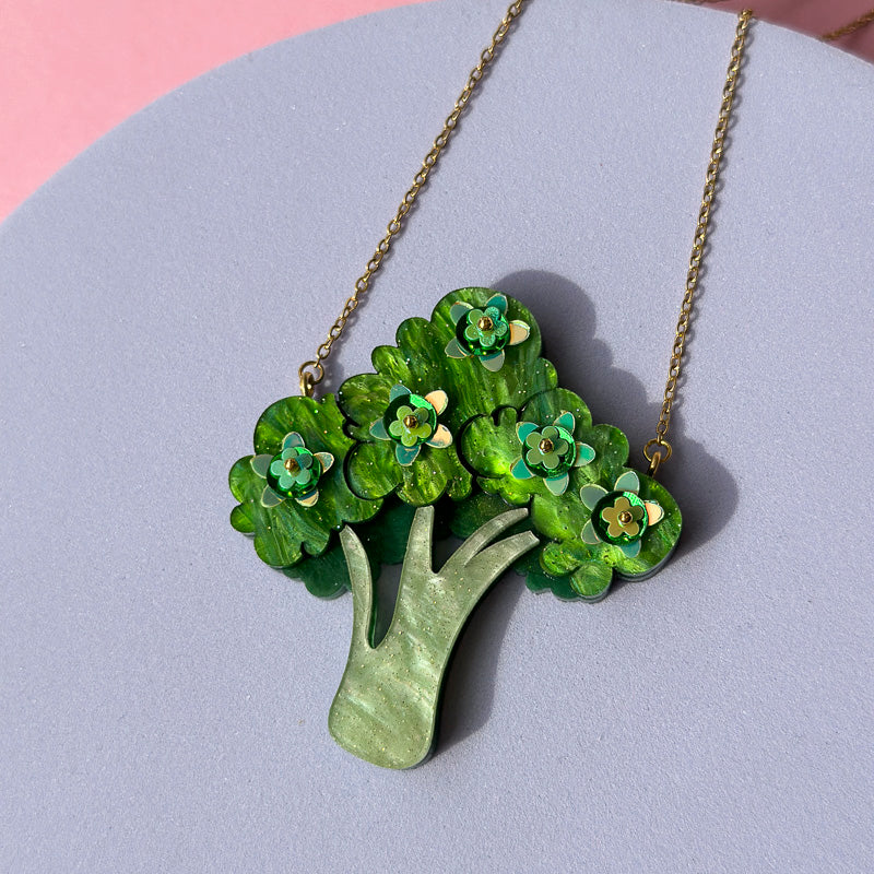 Embellished Broccoli Statement Necklace