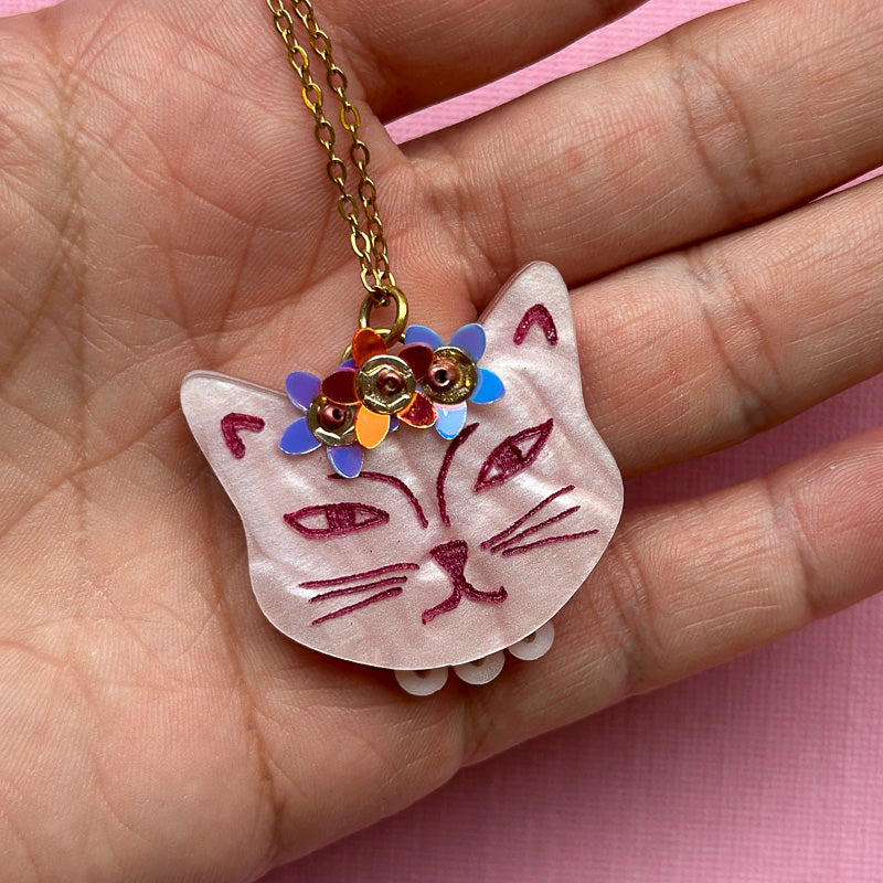 Embellished Cat Necklace