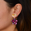 Recycled Acrylic Flower Power Heart Dangle Stud Earrings