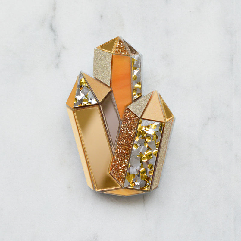 Faceted Crystal Brooch