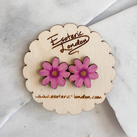 Birth flower & birthstone stud earring set - September: Aster & Sapphire