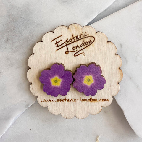 Recycled Acrylic Flower Power Heart Dangle Stud Earrings
