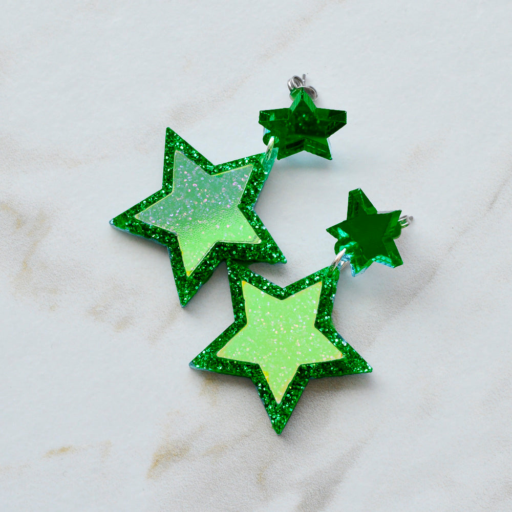 Iridescent & Glitter Star Earrings