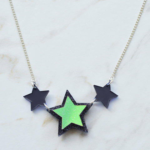 Watercolour Pansy Star Tassel Necklace