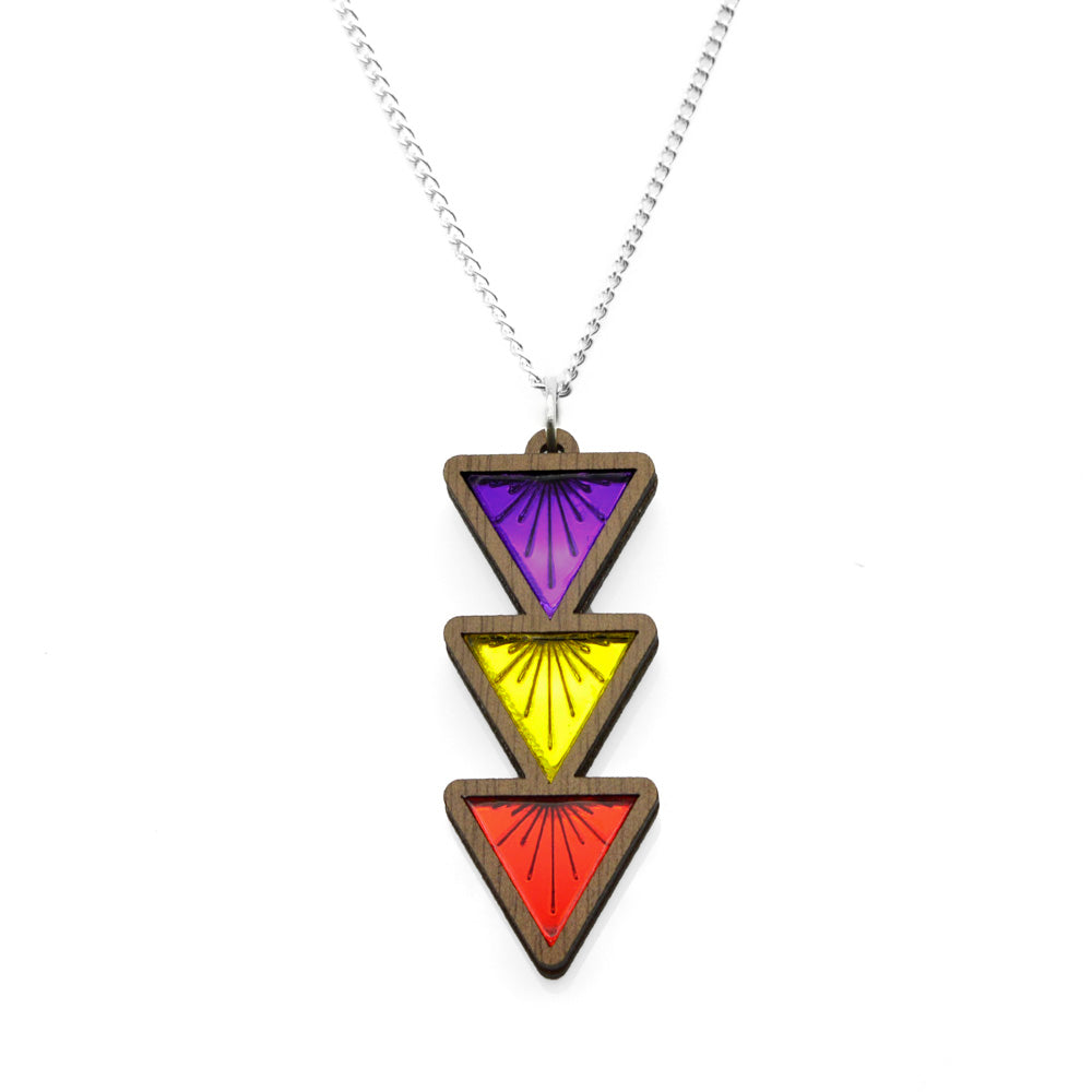 Sunburst Triple Drop Triangle Necklace