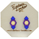 Classic Geometric Stud Earrings - Royal Blue/ Purple/ Gold