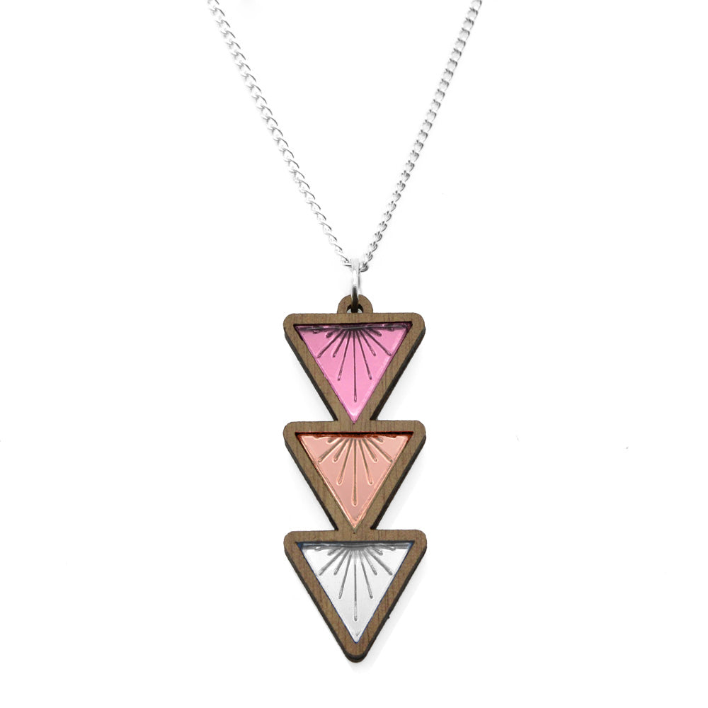 Sunburst Triple Drop Triangle Necklace