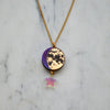 Moon Phase Pendant Necklace - Gold & Purple