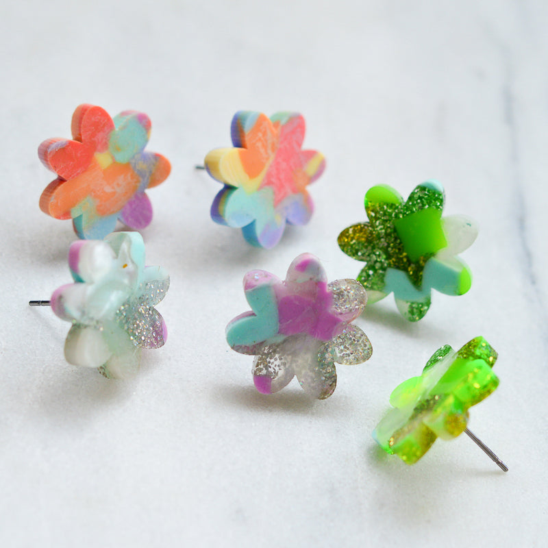 Recycled Flower Stud Earrings