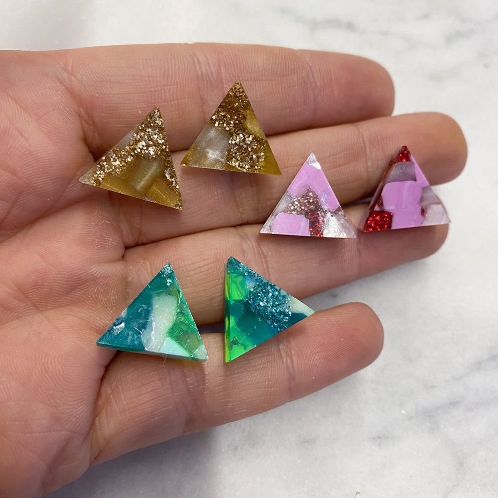 Recycled Triangle Stud Earrings