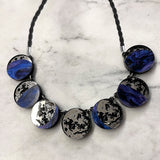 Moon Phase Statement Necklace - Silver & Navy