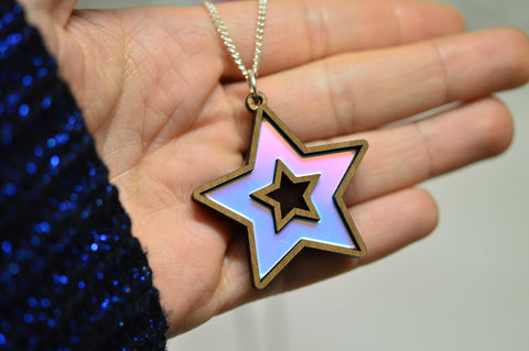 Watercolour Pansy Shooting Star Necklace