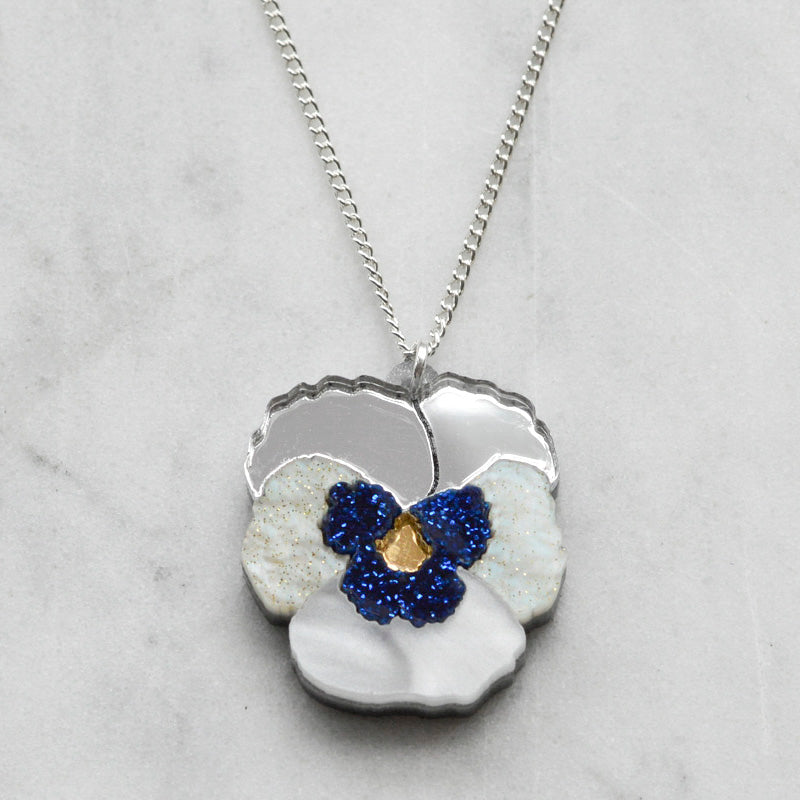 Silver deals pansy necklace