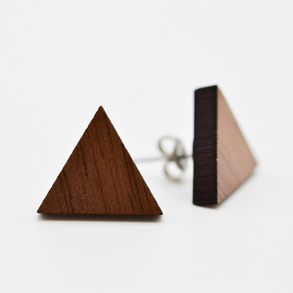 Wooden Triangles Stud Earrings