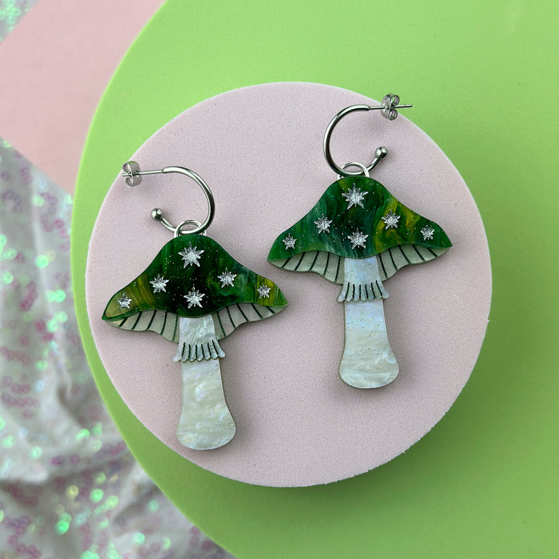 Large Toadstool Dangle Earrings