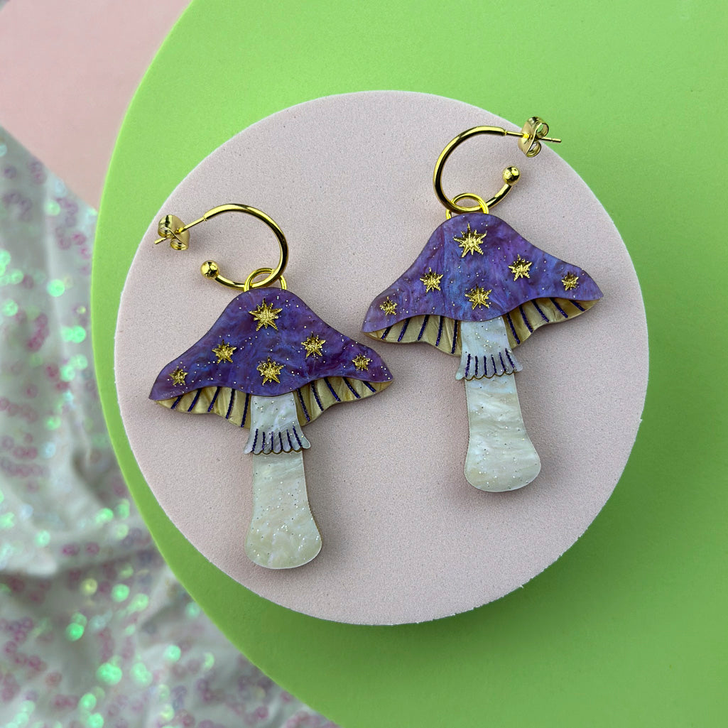 Large Toadstool Dangle Earrings