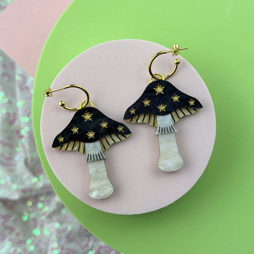 Large Toadstool Dangle Earrings