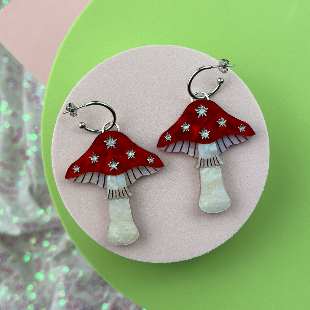 Large Toadstool Dangle Earrings