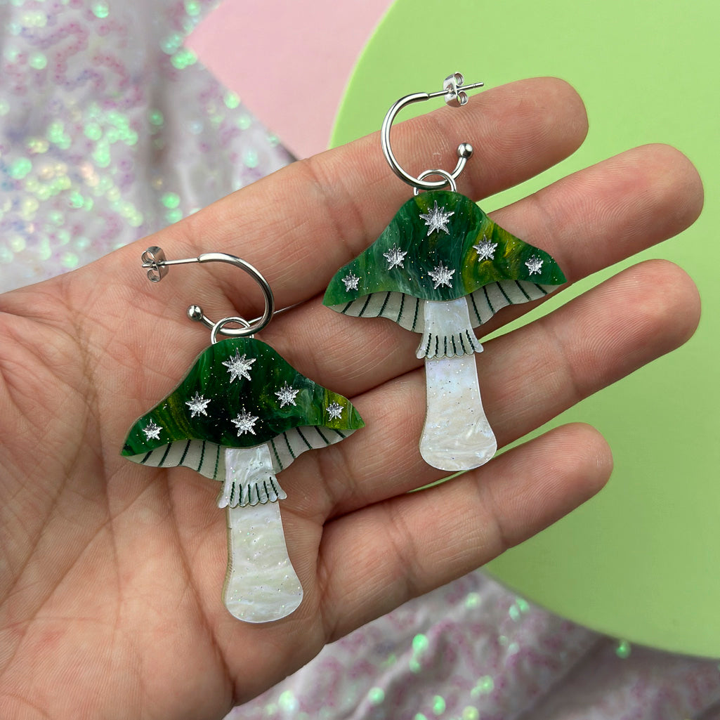 Large Toadstool Dangle Earrings