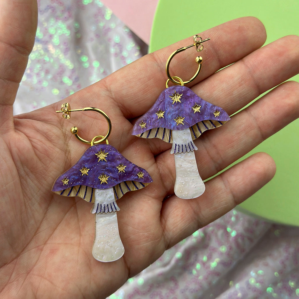 Large Toadstool Dangle Earrings