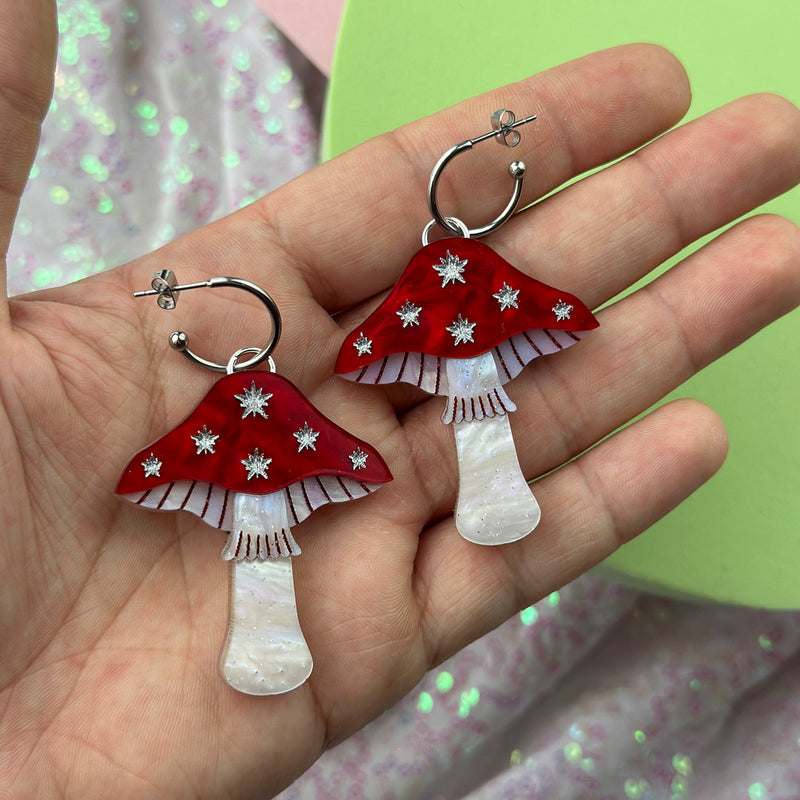 Large Toadstool Dangle Earrings