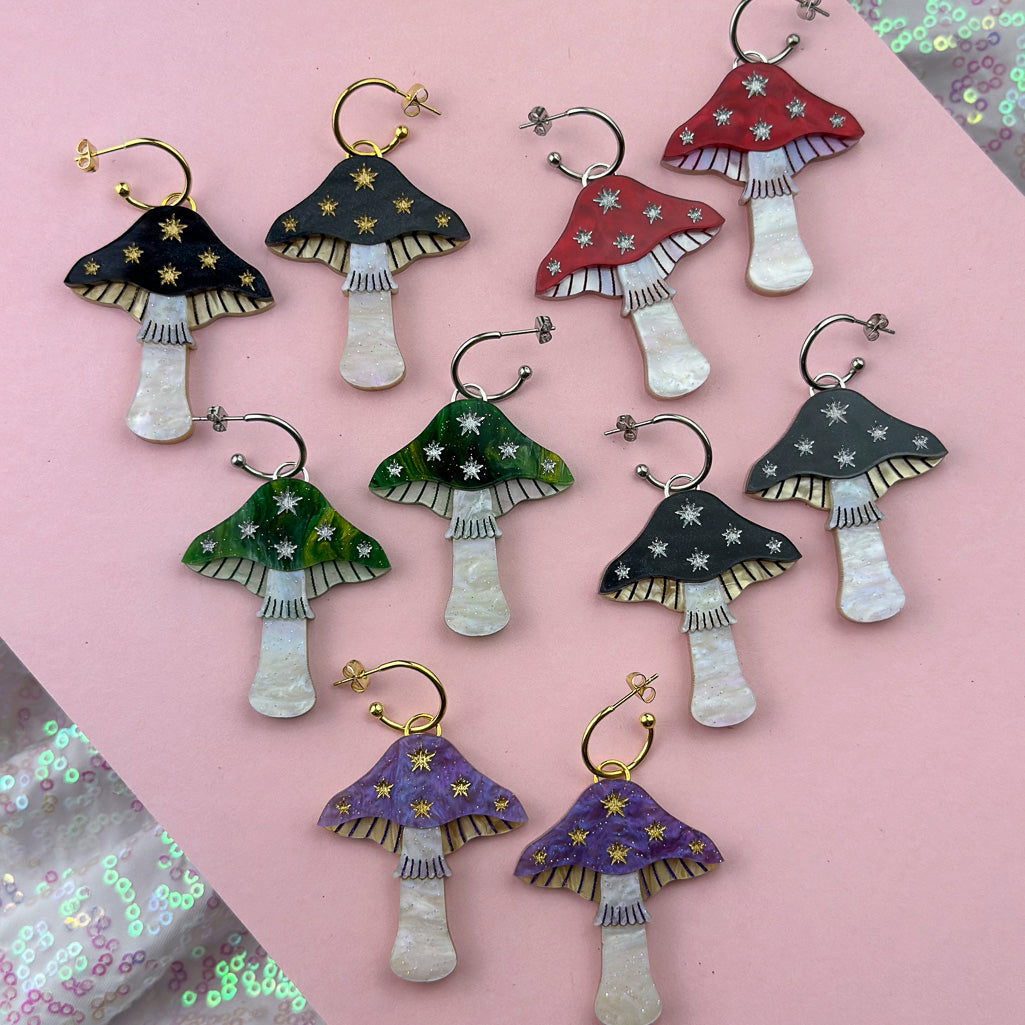 Large Toadstool Dangle Earrings