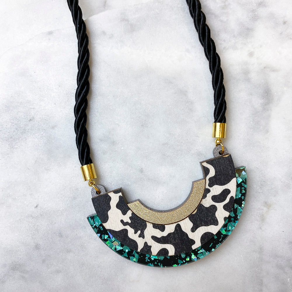 Wild Animal Print Statement Bib Necklace