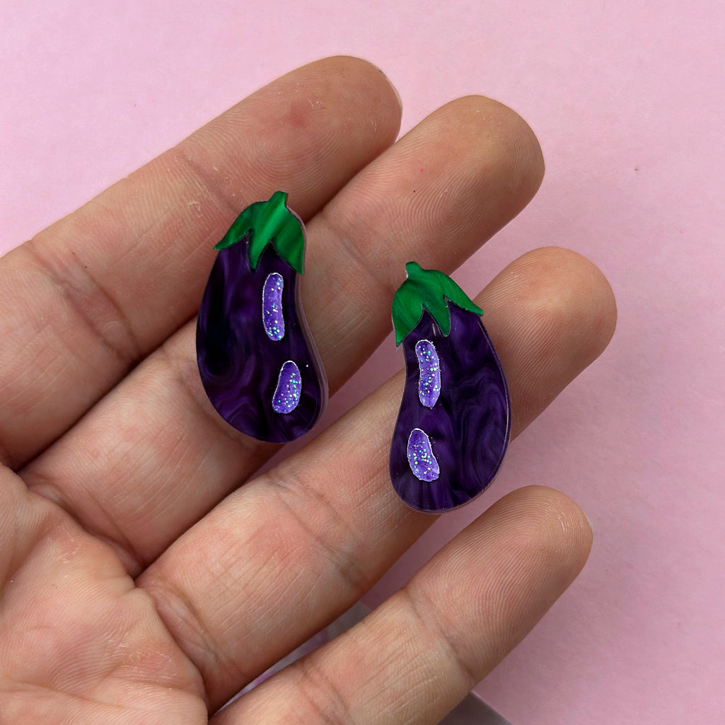 Aubergine Statement Stud Earrings