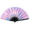 Iridescent Giant Hand Fan With Black Bamboo Handle