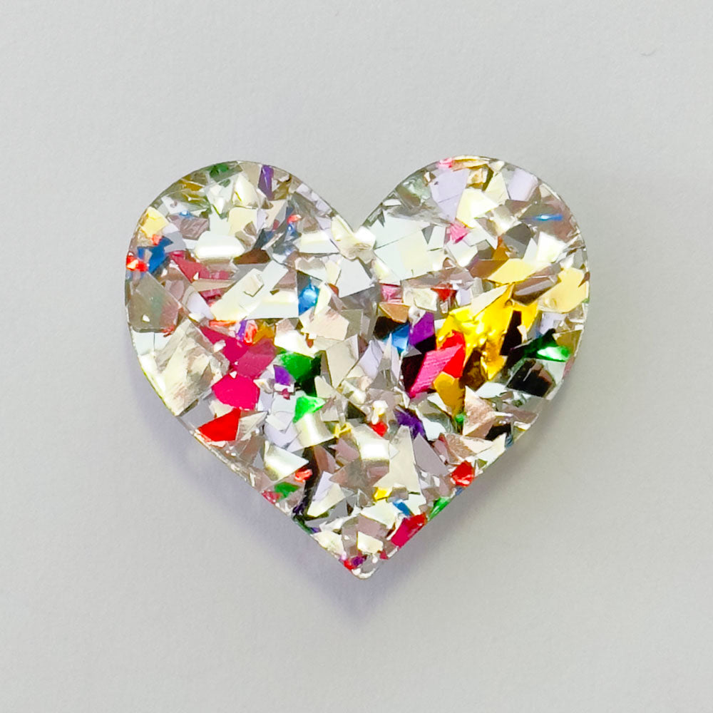 Colour Pop Confetti Heart Brooch