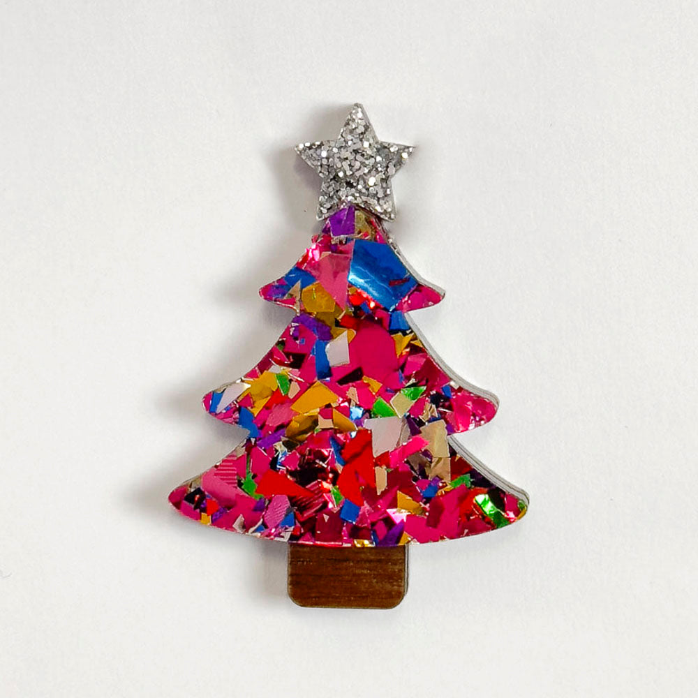 Colour Pop Confetti Christmas Tree Brooch