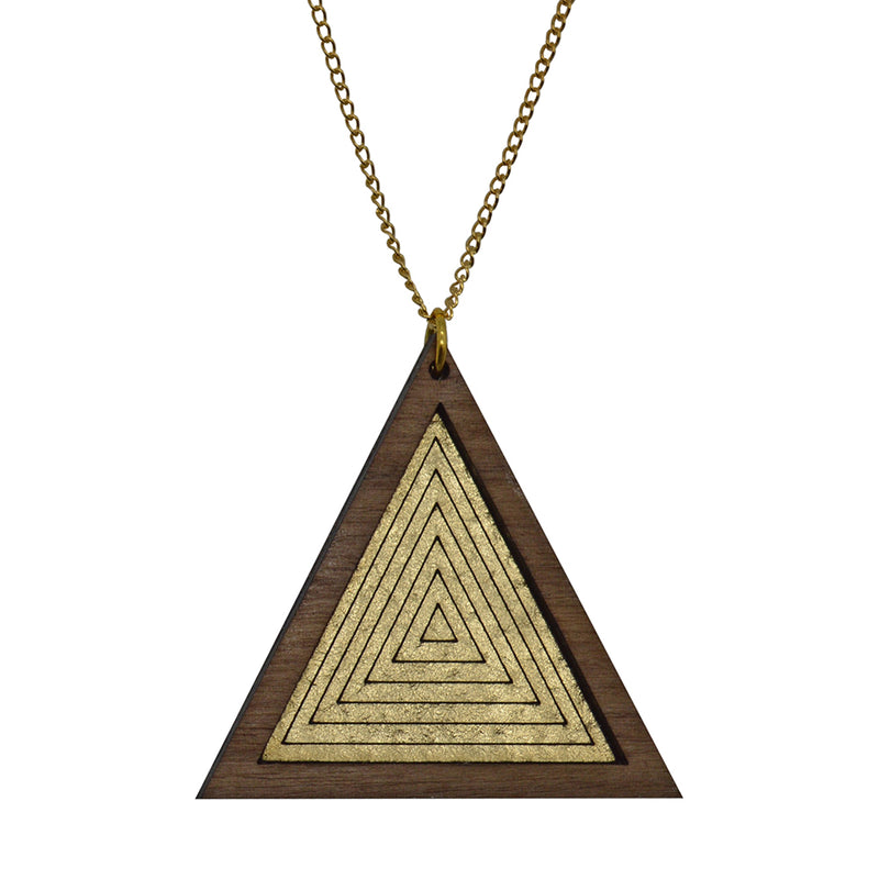Leather Inlay Necklace - Triangle