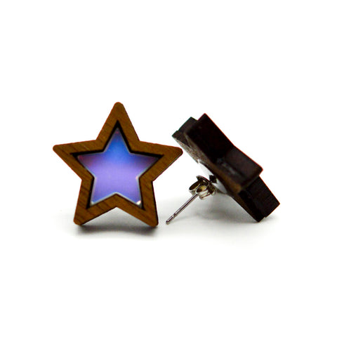 Star and Moon Mirrored Stud Earrings