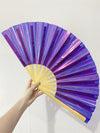 Iridescent Giant Hand Fan With Natural Bamboo Handle