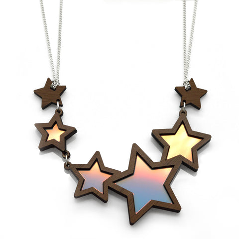Moon Phase Statement Necklace - Gold & Purple