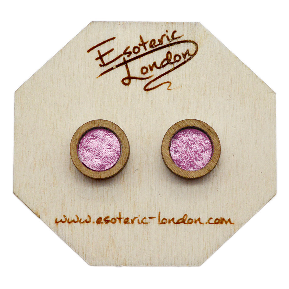 Leather Inlay Stud Earrings - Circles